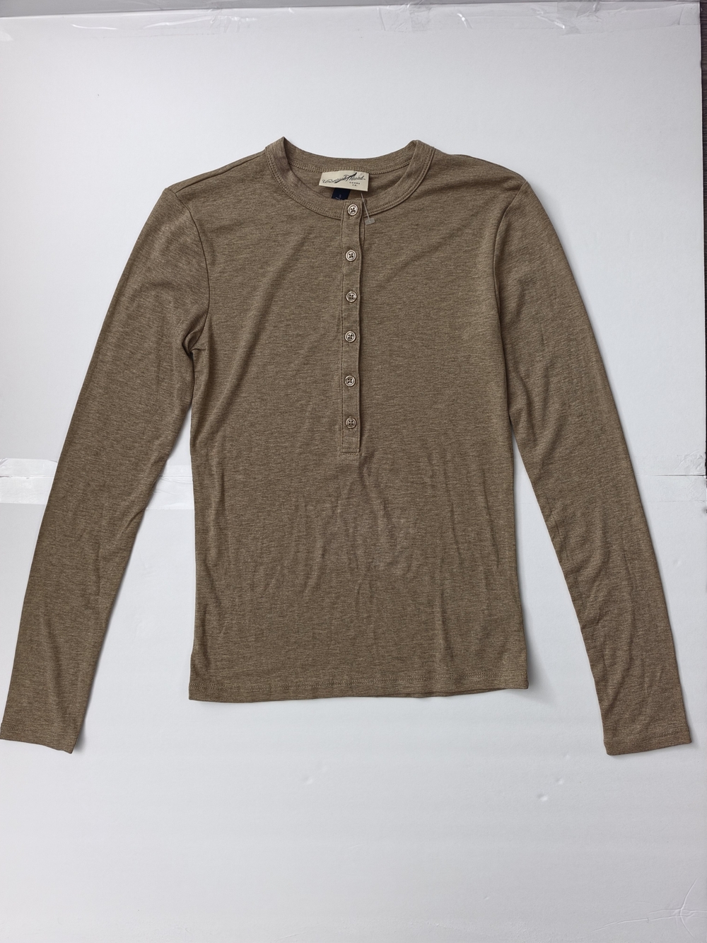 Universal Thread Taupe Henley Button-Front Top